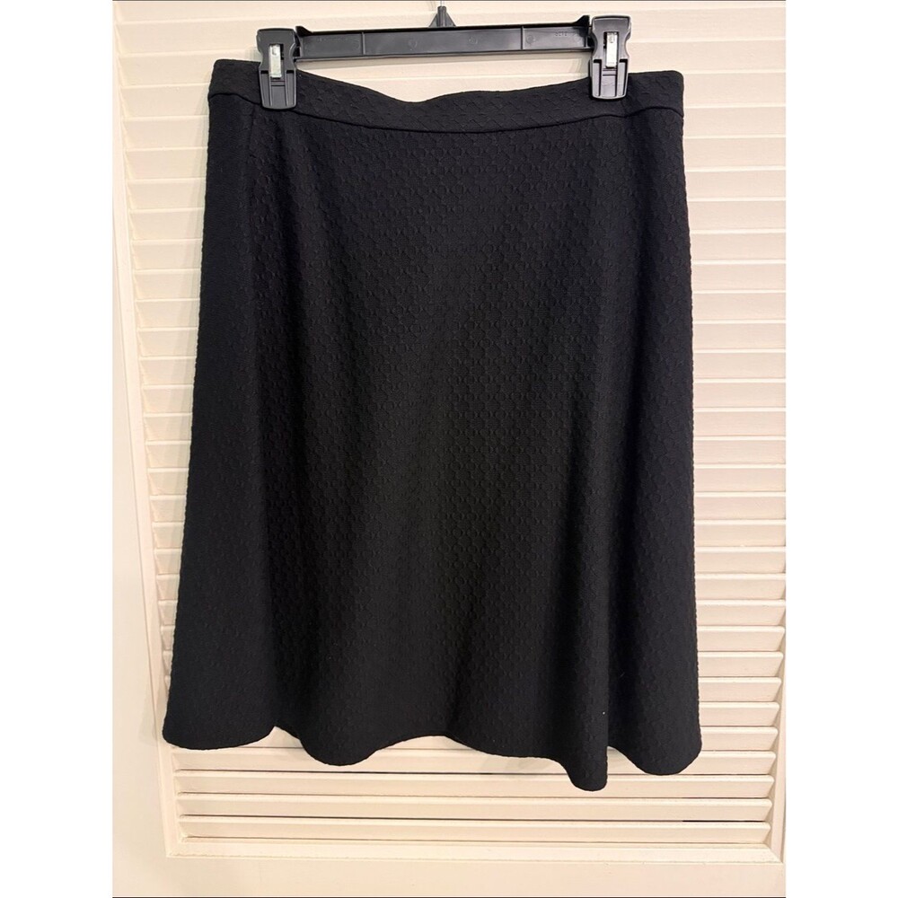 Theory Zaikin B3 Black Diamond Knit Textured A-Line Skirt Size Medium